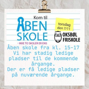 Åben skole d. 7/11. Klik for mere info.